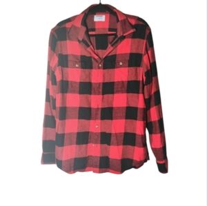 Old Navy Large Red and Black Plaid Button-Up Shirt